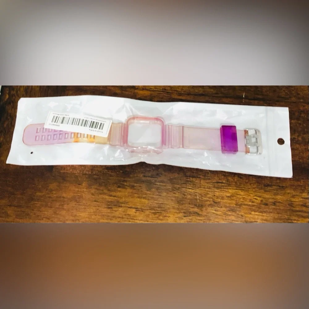 Transparent Pink and Purple Band+Bumper for Apple Watch.38mm 40mm 41mm